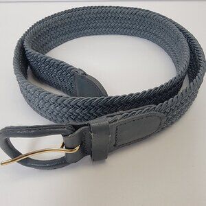 Blue Braided Woven Belt with Bonded Leather Buckle & End M (34-36)